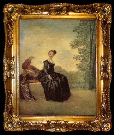 framed  Jean-Antoine Watteau A Capricious Woman, ta009-2
